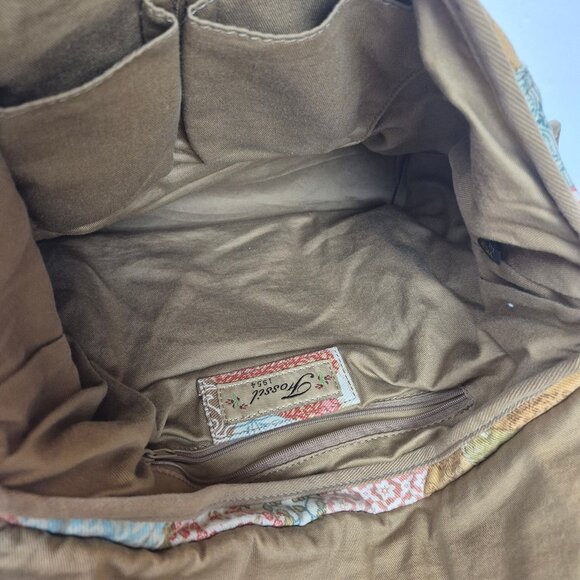 Fossil Cotton Patchwork Messenger Crossbody Shoulder Bag with Key Tag - Picture 13 of 16